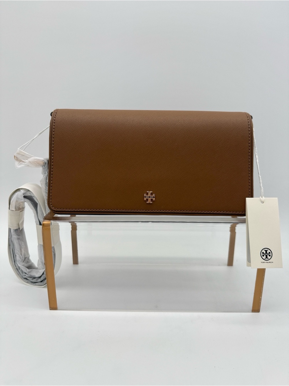 Tory Burch Leather Convertible Crossbody Shoulder Bag Moose